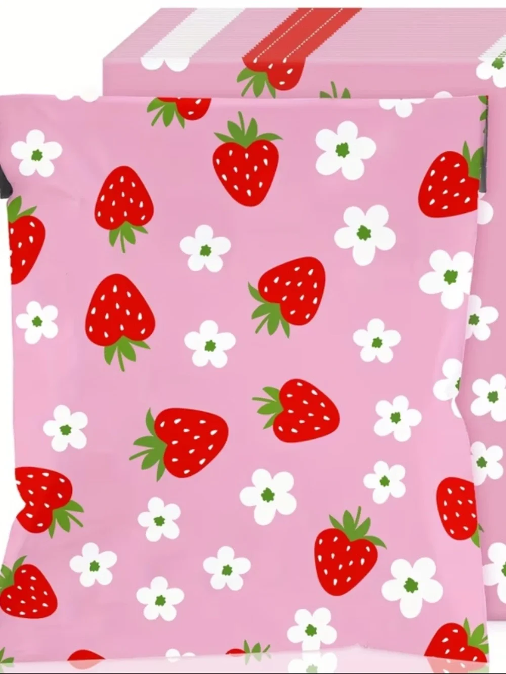 25 Pink Strawberry Floral Poly Mailers Boutique Packaging 🍓